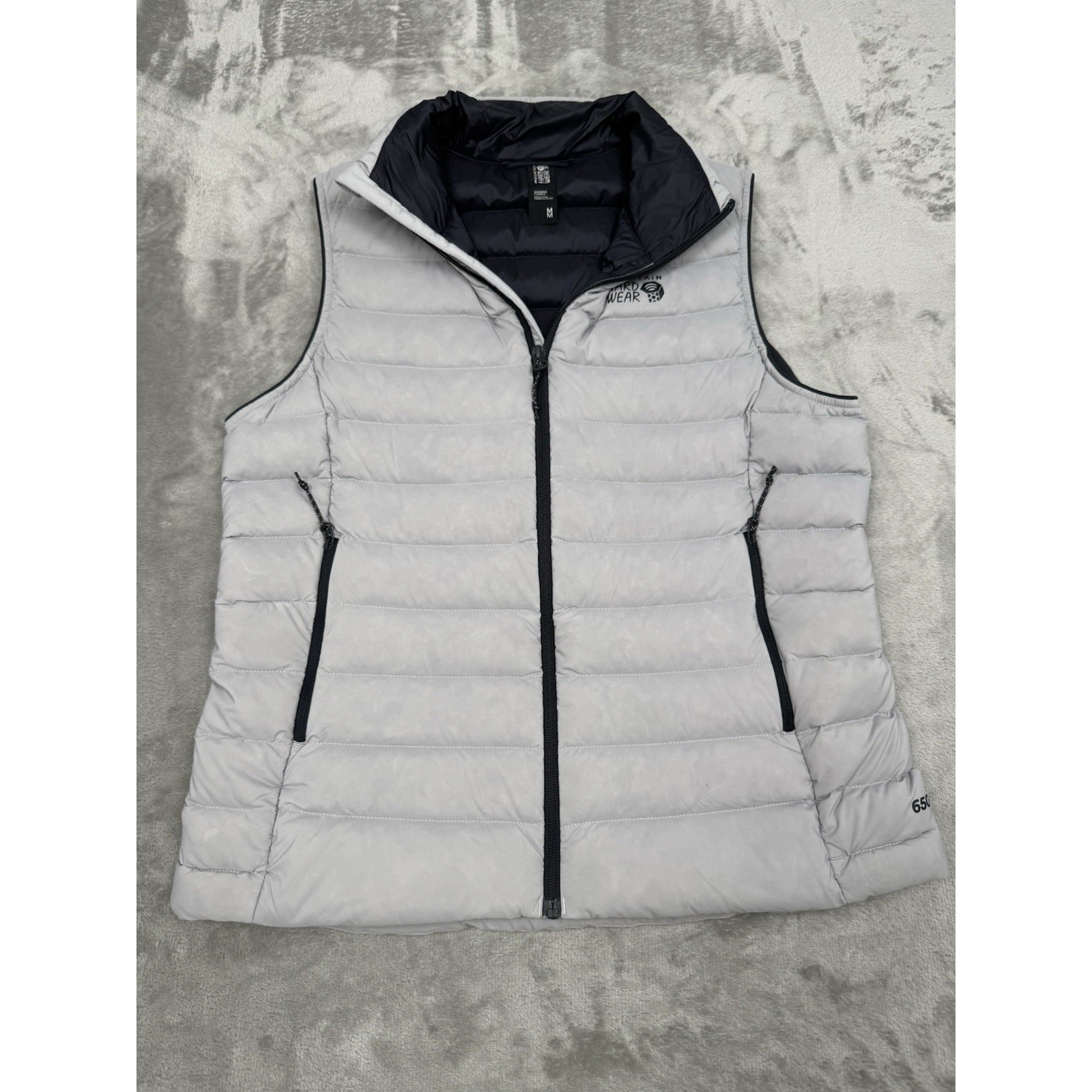 Mountain Hardwear Puffer Vest Womens Medium Gray 650 Down Insulated Ultralight
